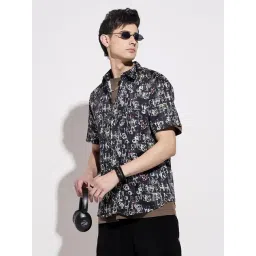 SHOWOFFFF Black Cotton Regular Fit Printed Shirt-picture-10