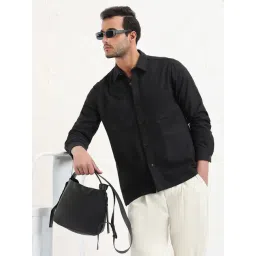 SHOWOFFFF Black Cotton Slim Fit Shacket-picture-22