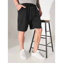 SHOWOFFFF Black Cotton Solid Regular Fit Shorts-picture-14