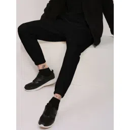 SHOWOFFFF Black Cotton Solid Regular Fit Trackpants-picture-12