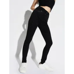 SHOWOFFFF Black Denim Skinny Fit Mid RIse Jeans-picture-45