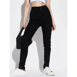SHOWOFFFF Black Denim Skinny Fit Mid RIse Jeans-picture-38