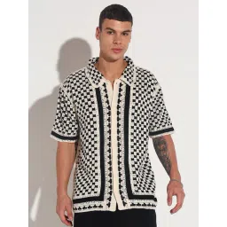 SHOWOFFFF Black Relaxed Fit Crochet Shirt-picture-44