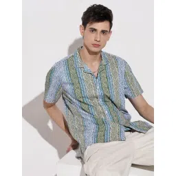 SHOWOFFFF Blue Cotton Relaxed Fit Printed Shirt-picture-17