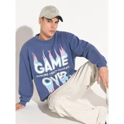 SHOWOFFFF Blue Cotton Slim Fit Printed Sweatshirt-picture-30