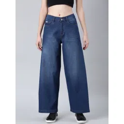 SHOWOFFFF Blue Denim Relaxed Fit Mid Rise Jeans-picture-35