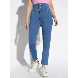 SHOWOFFFF Blue Denim Straight Fit Mid Rise Jeans-picture-23
