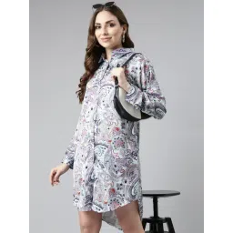 SHOWOFFFF Blue Printed Shirt Dress-picture-31