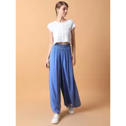SHOWOFFFF Blue Relaxed Fit Mid Rise Trousers-picture-28
