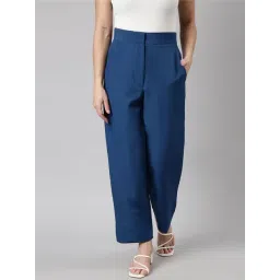 SHOWOFFFF Blue Straight Fit Mid Rise Trousers-picture-30
