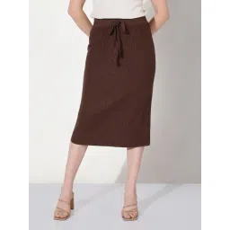 SHOWOFFFF Brown Acrylic Solid Skirt-picture-38