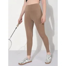 SHOWOFFFF Brown Cotton Lycra Solid Track Pants-picture-28