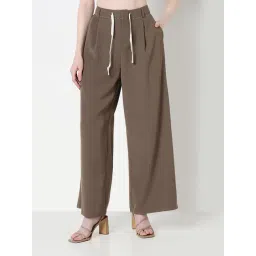 SHOWOFFFF Brown Cotton Relaxed Fit Trousers-picture-32