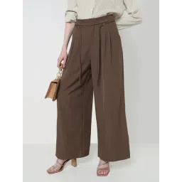 SHOWOFFFF Brown Cotton Relaxed Fit Trousers-picture-13