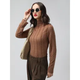 SHOWOFFFF Brown Nylon Solid Top-picture-26