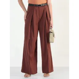 SHOWOFFFF Brown Relaxed Fit Trousers With Belt-picture-26