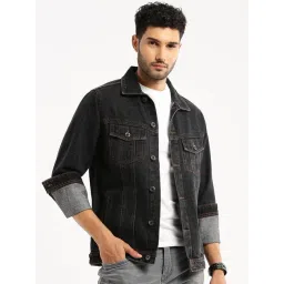 SHOWOFFFF Charcoal Slim Fit Denim Jacket-picture-41