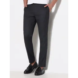 SHOWOFFFF Charcoal Straight Fit Solid Formal Trousers-picture-43