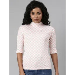 SHOWOFFFF Checked Roll-Up Sleeves Top-picture-29