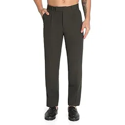 showoffff Classic Men's Green Slim Fit Formal Pleated Low Rise Trousers-JE-A118-2Pleet-3_Green-picture-12
