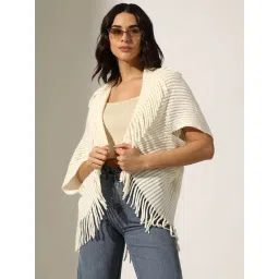SHOWOFFFF Cream Wool Poncho-picture-36