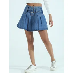 SHOWOFFFF Denim Mini Flared Skirts-picture-31
