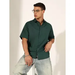 SHOWOFFFF Green Cotton Regular Fit Solid Shirt-picture-44