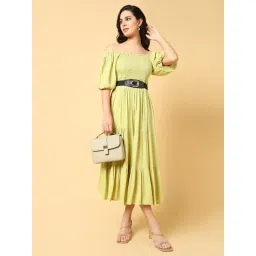 SHOWOFFFF Green Distressed Midi Dress With Belt-picture-22