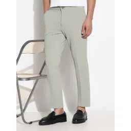 SHOWOFFFF Green Slim Fit Solid Formal Trousers-picture-47