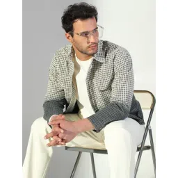 SHOWOFFFF Grey Cotton Regular Fit Ombre Shacket-picture-12