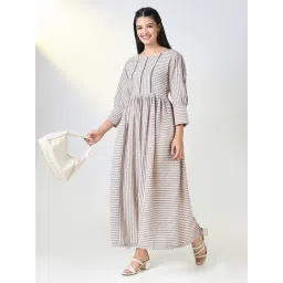 SHOWOFFFF Grey Cotton Regular Fit Striped Kurta-picture-11