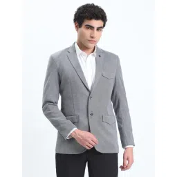 SHOWOFFFF Grey Cotton Slim Fit Blazer-picture-45