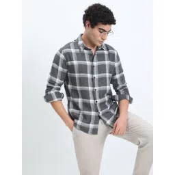 SHOWOFFFF Grey Cotton Slim Fit Checks Shirt-picture-22
