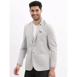 SHOWOFFFF Grey Cotton Solid Slim Fit Blazer-picture-18