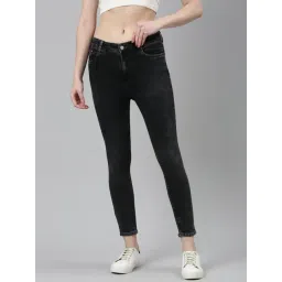 SHOWOFFFF Grey Denim Skinny Fit Mid Rise Jeans-image-11