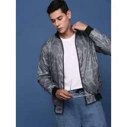 SHOWOFFFF Grey Nylon Slim Fit Abstract Jacket-picture-27