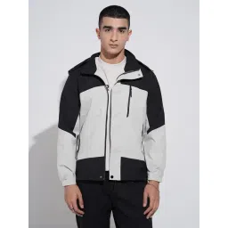 SHOWOFFFF Grey Nylon Solid Slim Fit Jacket-picture-43