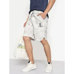 SHOWOFFFF Grey Relaxed Fit Printed Shorts-picture-29