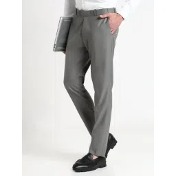 SHOWOFFFF Grey Slim Fit Formal Trousers-picture-41