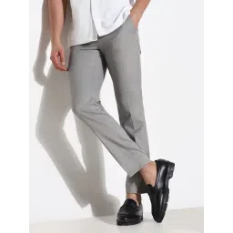 SHOWOFFFF Grey Slim Fit Solid Formal Trousers-picture-20