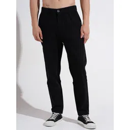 SHOWOFFFF Men Relaxed Tapered Fit Mid-Rise Cotton Trousers-picture-27