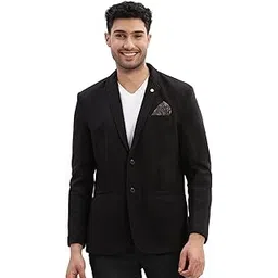 showoffff Men's Black Single-Breasted Slim Fit Blazer with Notch Lapel-BI-Metty_Black-picture-49