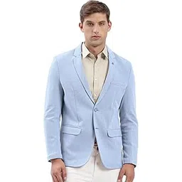 showoffff Men's Blue Single-Breasted Slim Fit Blazer with Notched Lapel-EX-3021-1_Blue-picture-51