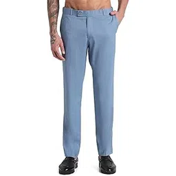 showoffff Men's Blue Solid Slim Fit Formal Trousers-JE-VC1-Flexi-2_Blue-picture-55