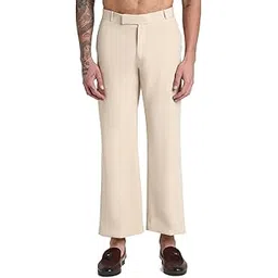 showoffff Men's Cream Solid Flared Formal Trousers-AF8-Flair-Toshiba_Cream-picture-51