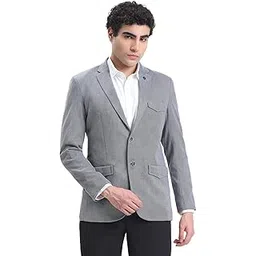 showoffff Men's Grey Single-Breasted Slim Fit Blazer-LBR-2463_Grey-picture-16