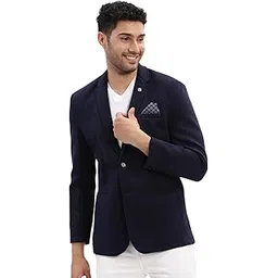 showoffff Men's Navy Blue Single-Breasted Slim Fit Blazer with Notch Lapel-BI-Metty_NavyBlue-picture-23