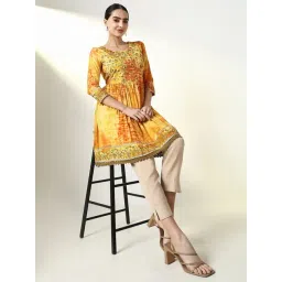 SHOWOFFFF Mustard Cotton Embroidered Kurti-picture-31