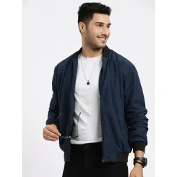SHOWOFFFF Navy Blue Corduroy Slim Fit Jacket-picture-26