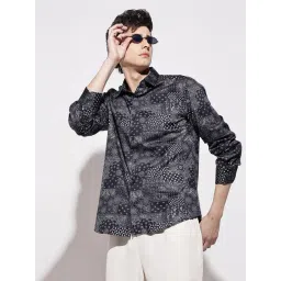SHOWOFFFF Navy Cotton Regular Fit Printed Shirt-picture-12